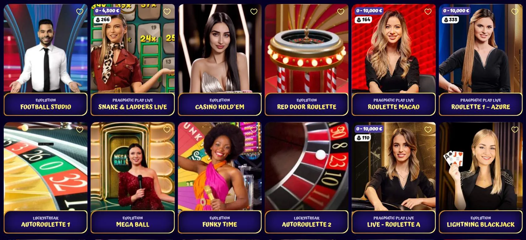 Giochi live Spingranny Casino